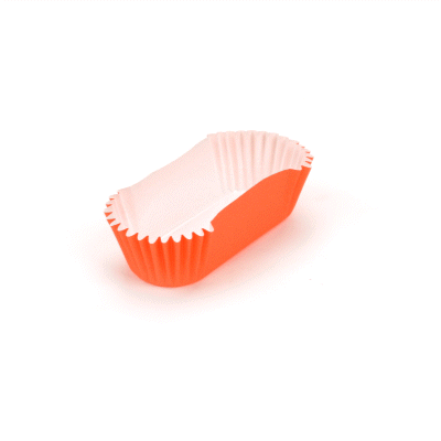 Panificio 1 oz Elliptical Tangerine Orange Paper Regular Baking Cup - Ridged - 3 1/2" x 1 1/2" x 3/4" - 200 count box