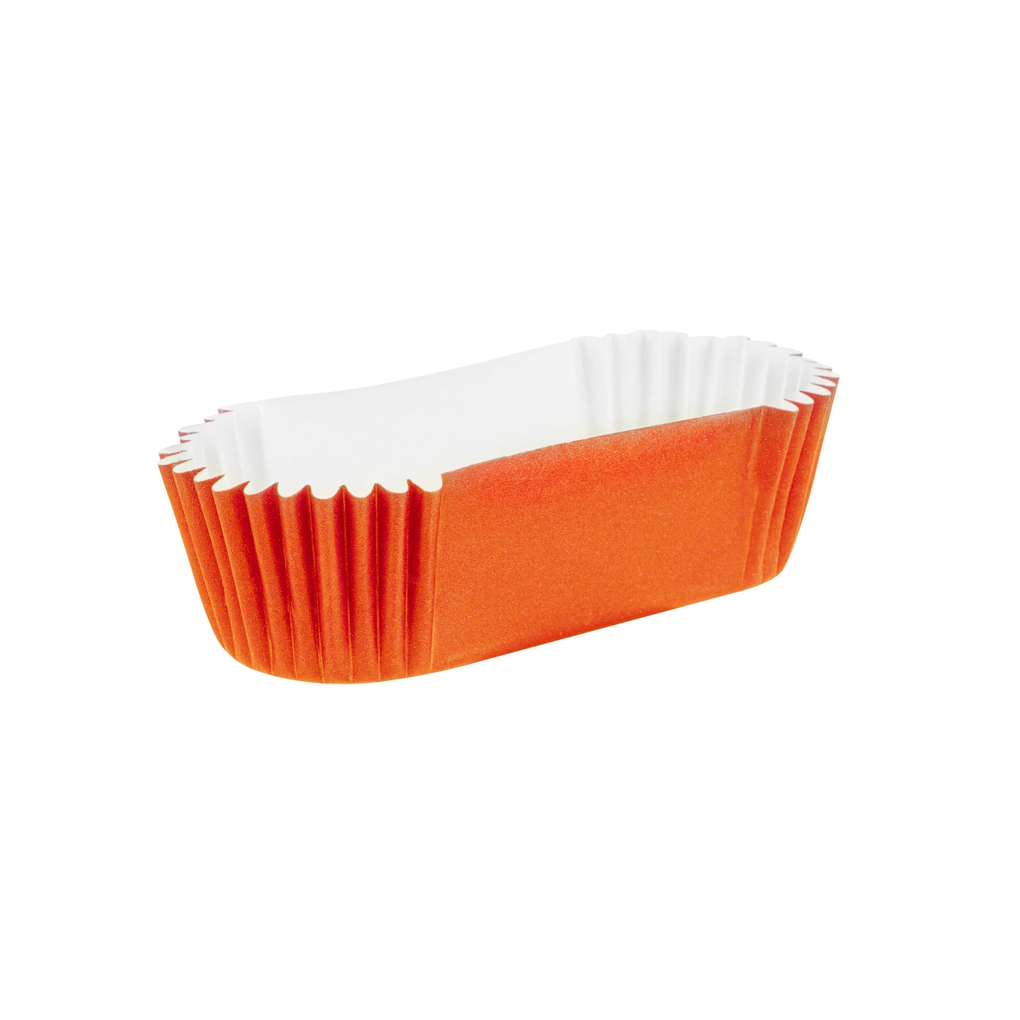 Panificio 1 oz Elliptical Tangerine Orange Paper Regular Baking Cup - Ridged - 3 1/2" x 1 1/2" x 3/4" - 200 count box