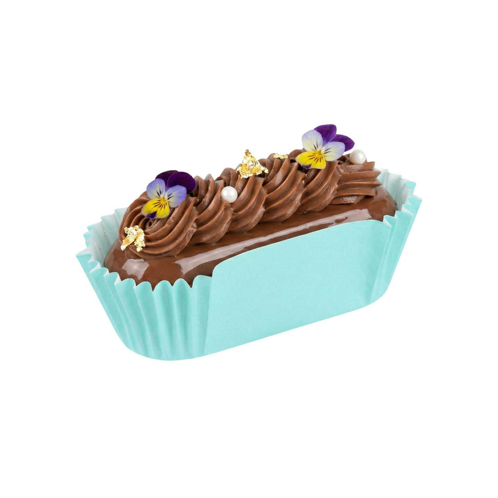 Panificio 1 oz Elliptical Turquoise Paper Regular Baking Cup - Ridged - 3 1/2" x 1 1/2" x 3/4" - 200 count box