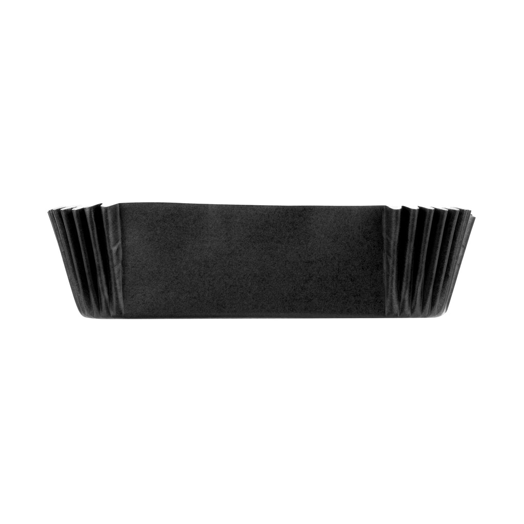 Panificio 5 oz Elliptical Black Paper Large Baking Cup - Ridged - 4 1/2" x 2 1/2" x 1 1/4" - 200 count box