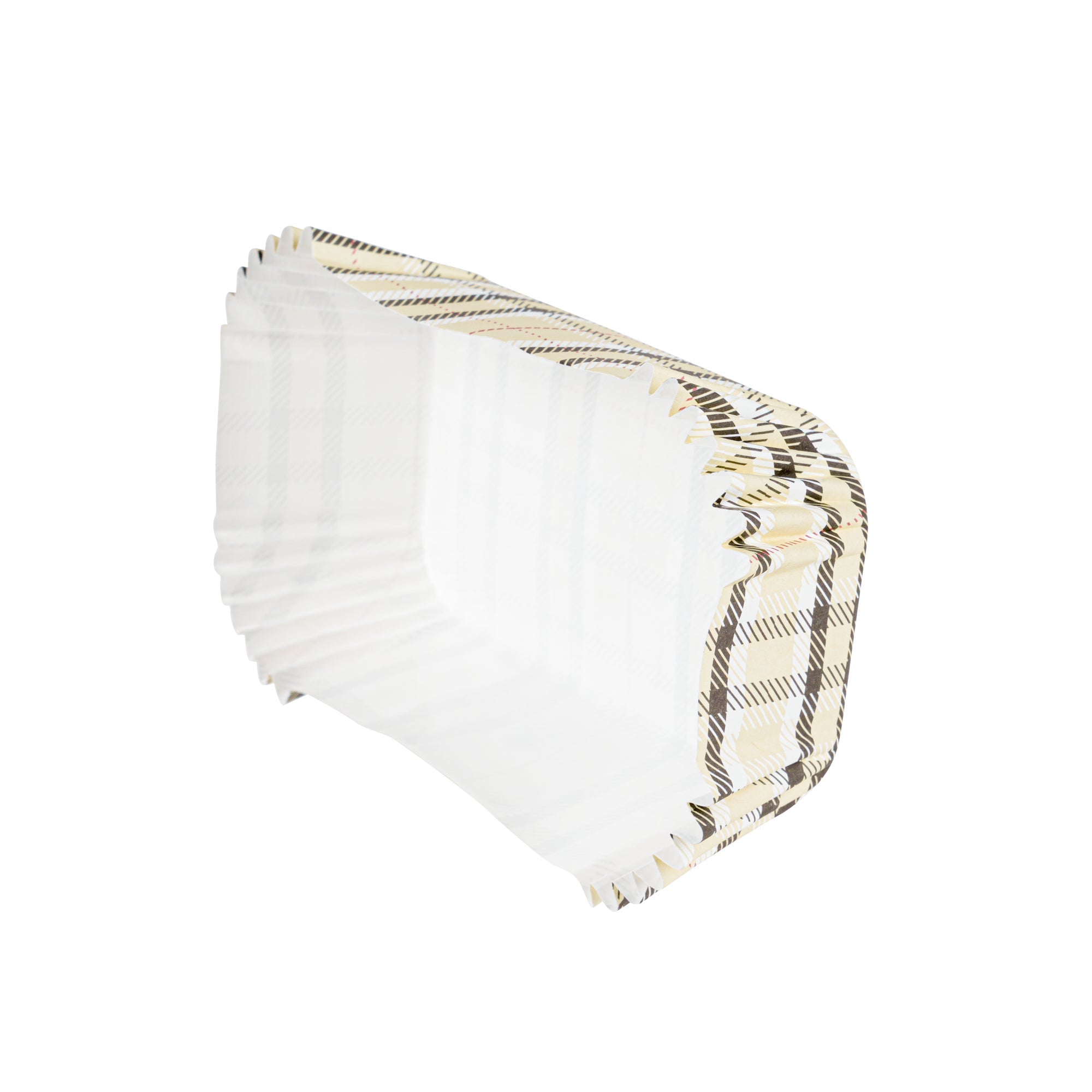 Panificio 5 oz Elliptical Plaid Paper Large Baking Cup - Ridged - 4 1/2" x 2 1/2" x 1 1/4" - 200 count box