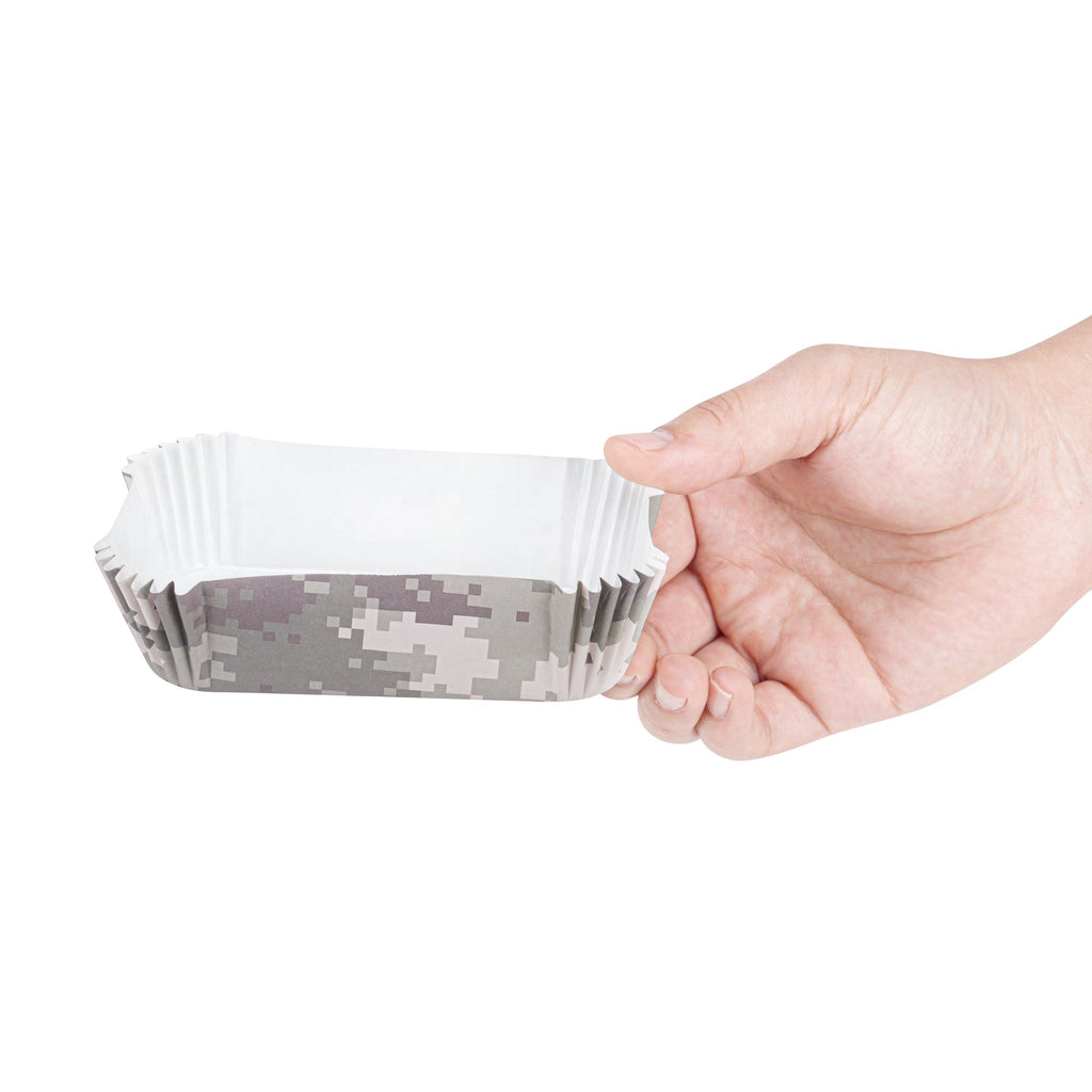 Panificio 5 oz Elliptical Camouflage Paper Large Baking Cup - Ridged - 4 1/2" x 2 1/2" x 1 1/4" - 200 count box