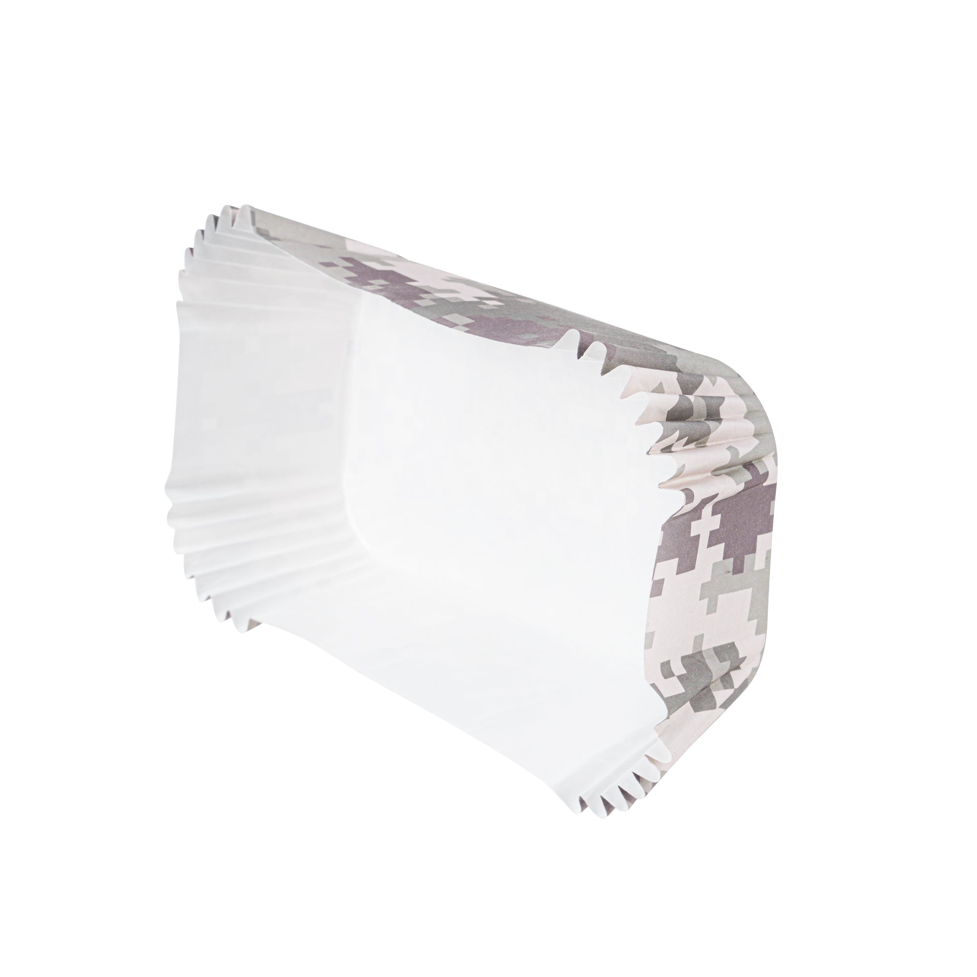 Panificio 5 oz Elliptical Camouflage Paper Large Baking Cup - Ridged - 4 1/2" x 2 1/2" x 1 1/4" - 200 count box