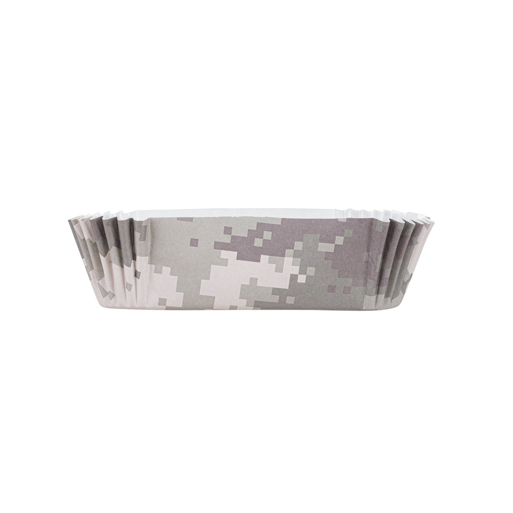 Panificio 5 oz Elliptical Camouflage Paper Large Baking Cup - Ridged - 4 1/2" x 2 1/2" x 1 1/4" - 200 count box