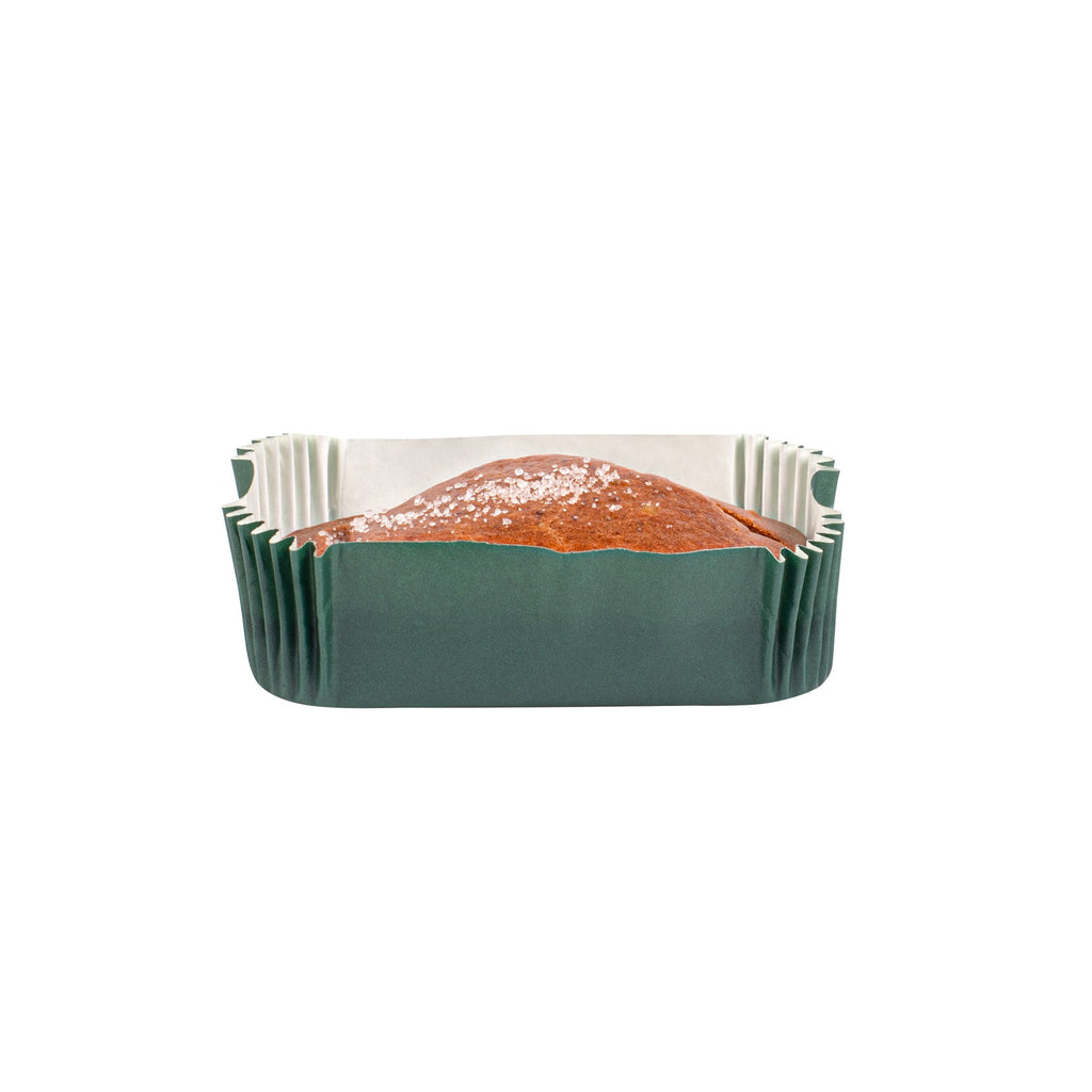 Panificio 5 oz Elliptical Forest Green Paper Large Baking Cup - Ridged - 4 1/2" x 2 1/2" x 1 1/4" - 200 count box
