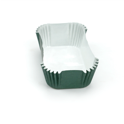 Panificio 5 oz Elliptical Forest Green Paper Large Baking Cup - Ridged - 4 1/2" x 2 1/2" x 1 1/4" - 200 count box