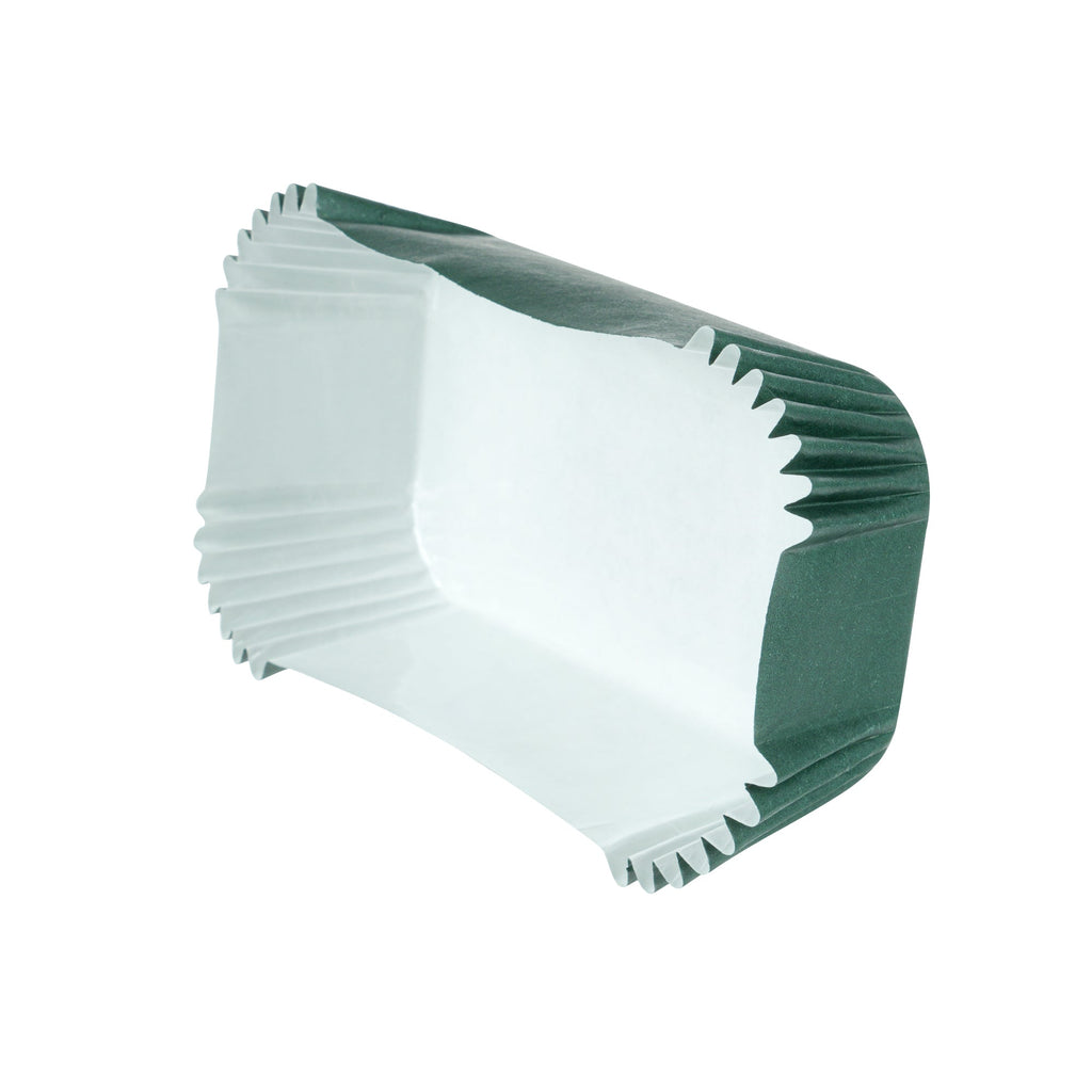 Panificio 5 oz Elliptical Forest Green Paper Large Baking Cup - Ridged - 4 1/2" x 2 1/2" x 1 1/4" - 200 count box