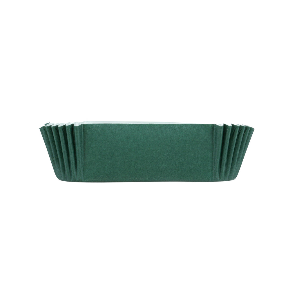 Panificio 5 oz Elliptical Forest Green Paper Large Baking Cup - Ridged - 4 1/2" x 2 1/2" x 1 1/4" - 200 count box