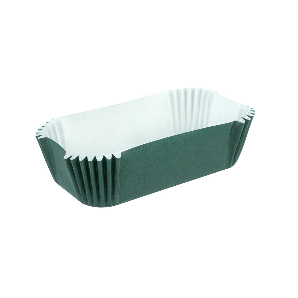 Panificio 5 oz Elliptical Forest Green Paper Large Baking Cup - Ridged - 4 1/2" x 2 1/2" x 1 1/4" - 200 count box