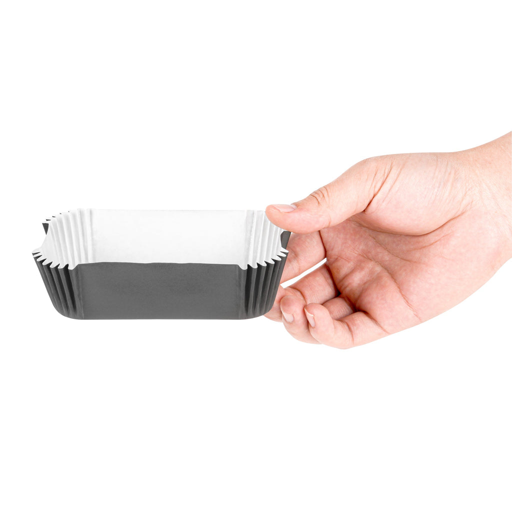 Panificio 5 oz Elliptical Gray Paper Large Baking Cup - Ridged - 4 1/2" x 2 1/2" x 1 1/4" - 200 count box
