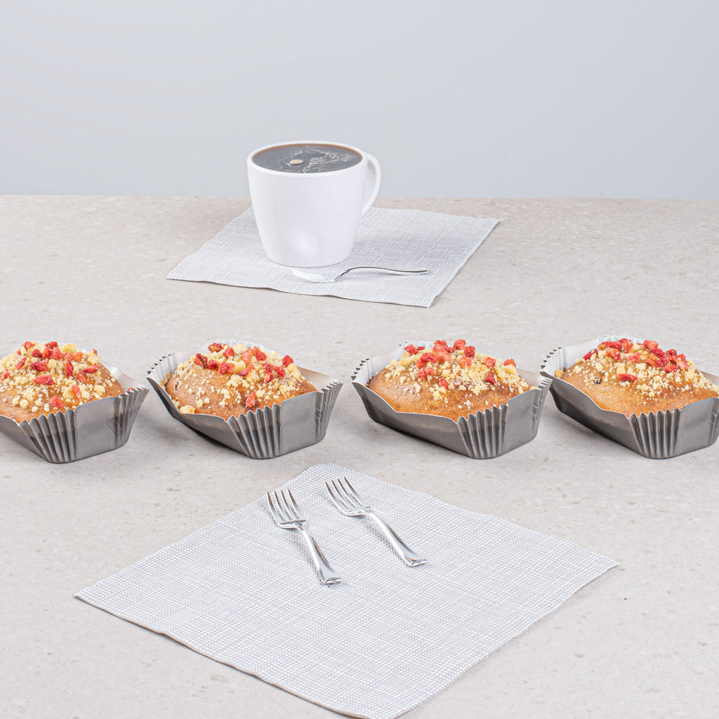 Panificio 5 oz Elliptical Gray Paper Large Baking Cup - Ridged - 4 1/2" x 2 1/2" x 1 1/4" - 200 count box
