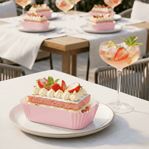 Panificio 5 oz Elliptical Pink Paper Large Baking Cup - Ridged - 4 1/2" x 2 1/2" x 1 1/4" - 200 count box