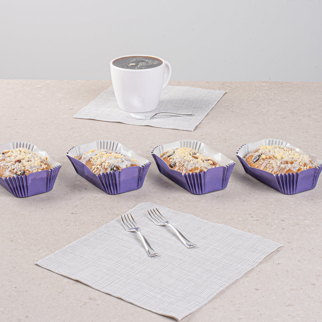 Panificio 5 oz Elliptical Purple Paper Large Baking Cup - Ridged - 4 1/2" x 2 1/2" x 1 1/4" - 200 count box