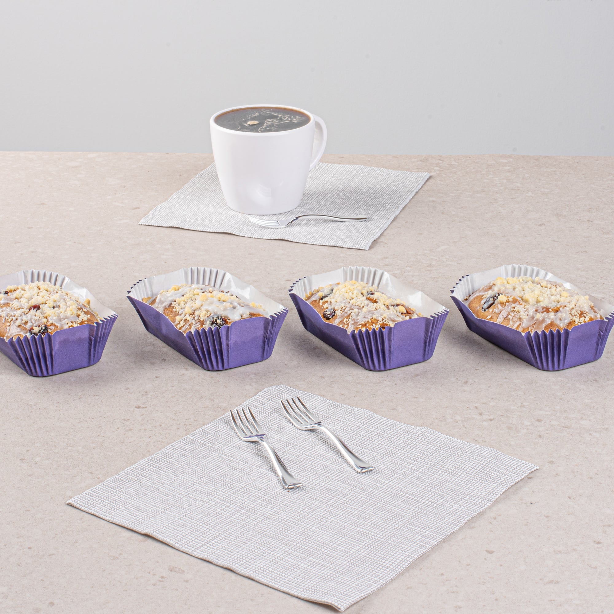 Panificio 5 oz Elliptical Purple Paper Large Baking Cup - Ridged - 4 1/2" x 2 1/2" x 1 1/4" - 200 count box