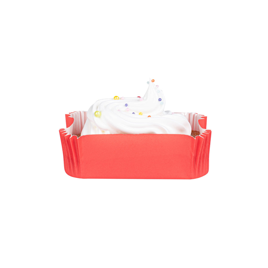 Panificio 5 oz Elliptical Red Paper Large Baking Cup - Ridged - 4 1/2" x 2 1/2" x 1 1/4" - 200 count box