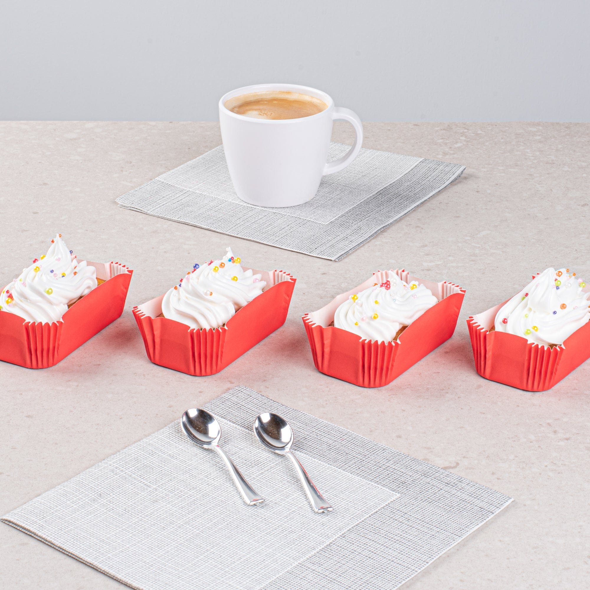 Panificio 5 oz Elliptical Red Paper Large Baking Cup - Ridged - 4 1/2" x 2 1/2" x 1 1/4" - 200 count box