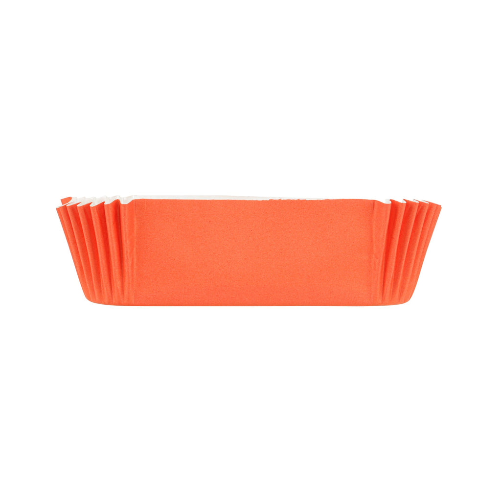 Panificio 5 oz Elliptical Tangerine Orange Paper Large Baking Cup - Ridged - 4 1/2" x 2 1/2" x 1 1/4" - 200 count box