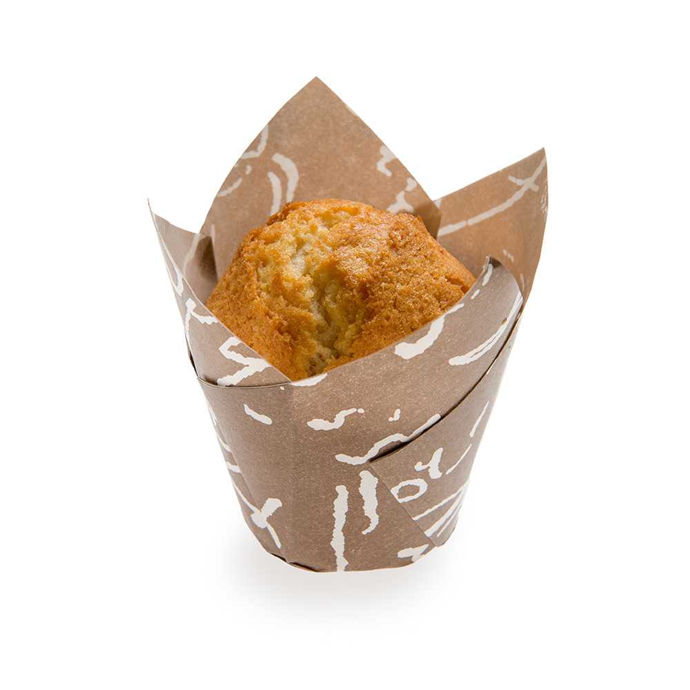 Panificio 2 oz Tulip Chocolate Wisp Paper Tall Baking Cup - 3 1/4" x 3 1/4" x 3" - 200 count box