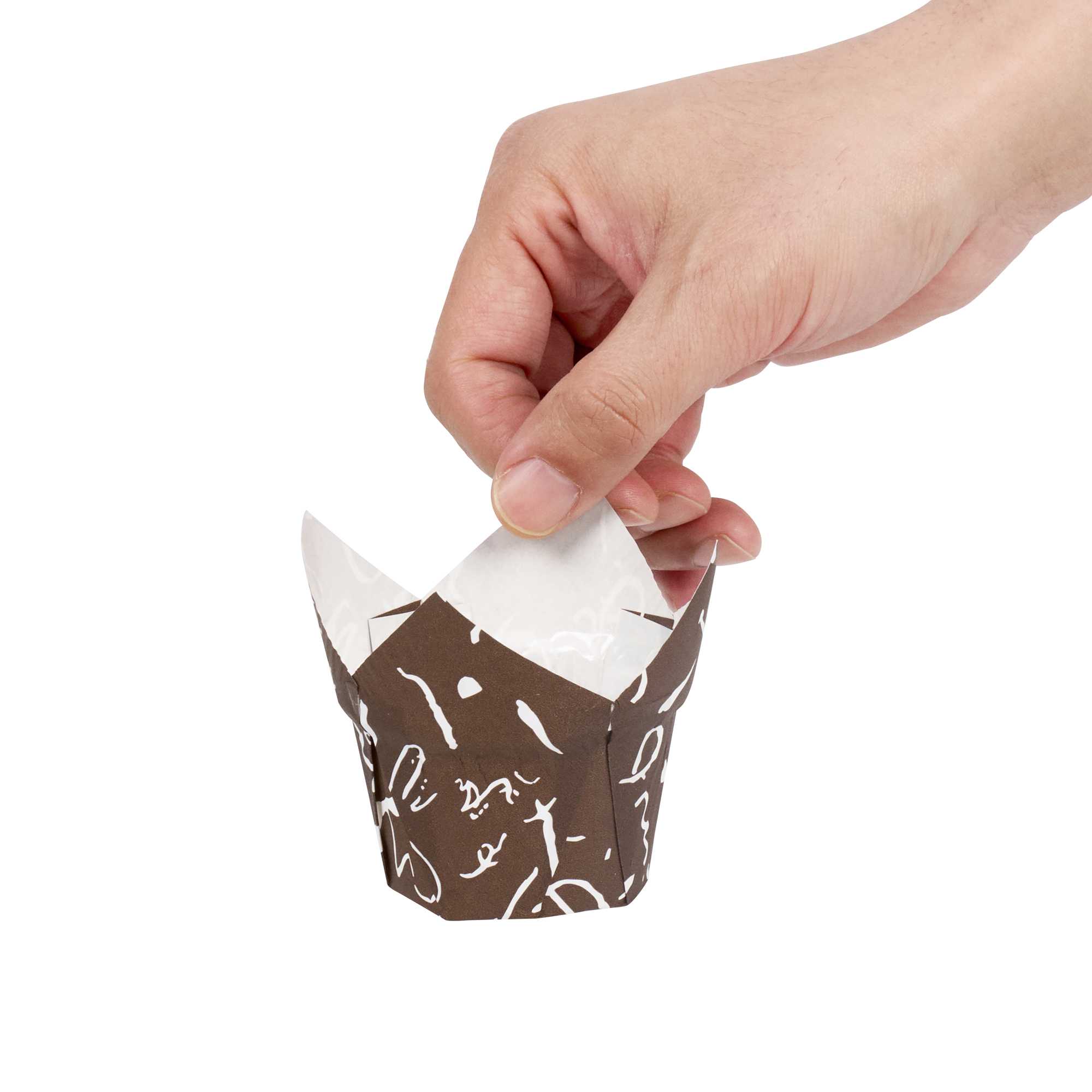 Panificio 1 oz Tulip Chocolate Wisp Paper Regular Baking Cup - 3" x 3" x 3 1/2" - 200 count box