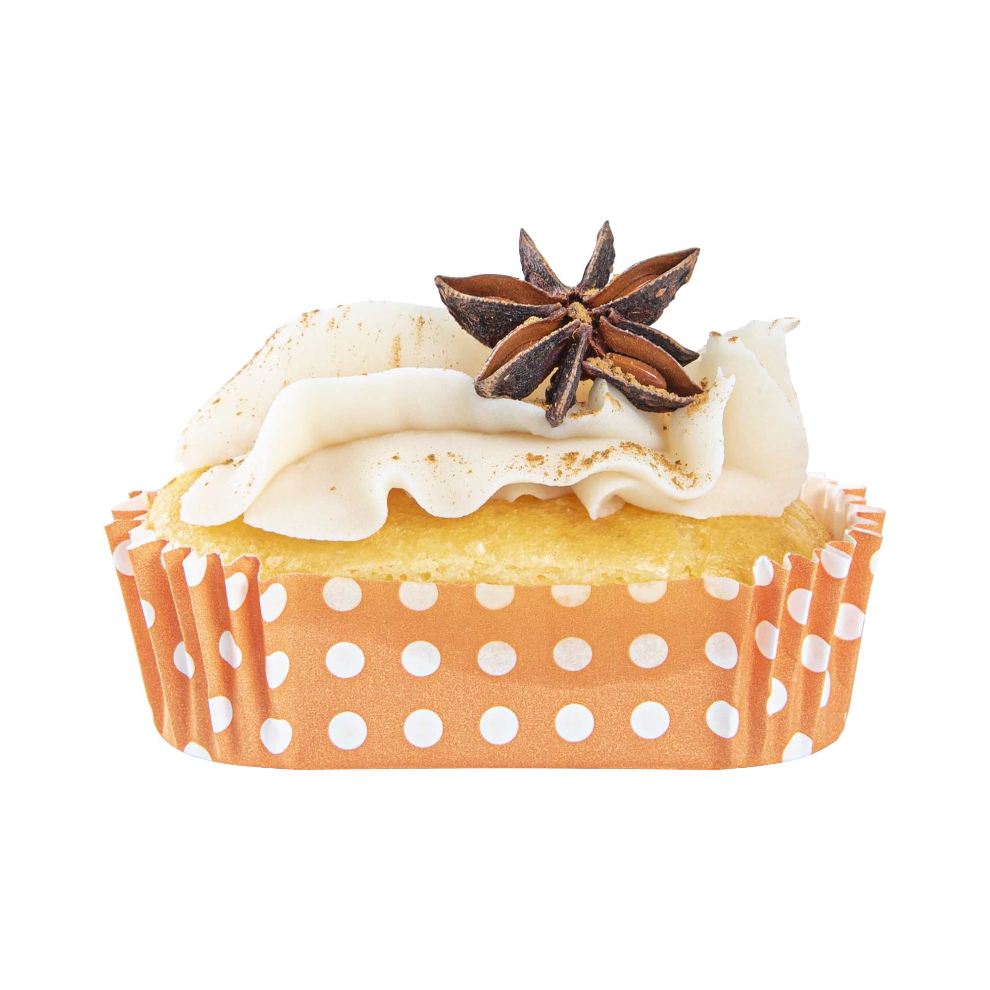 Panificio 1 oz Elliptical Polka-Dotted Hot Orange Paper Regular Baking Cup - Ridged - 3 1/2" x 1 1/2" x 3/4" - 200 count box
