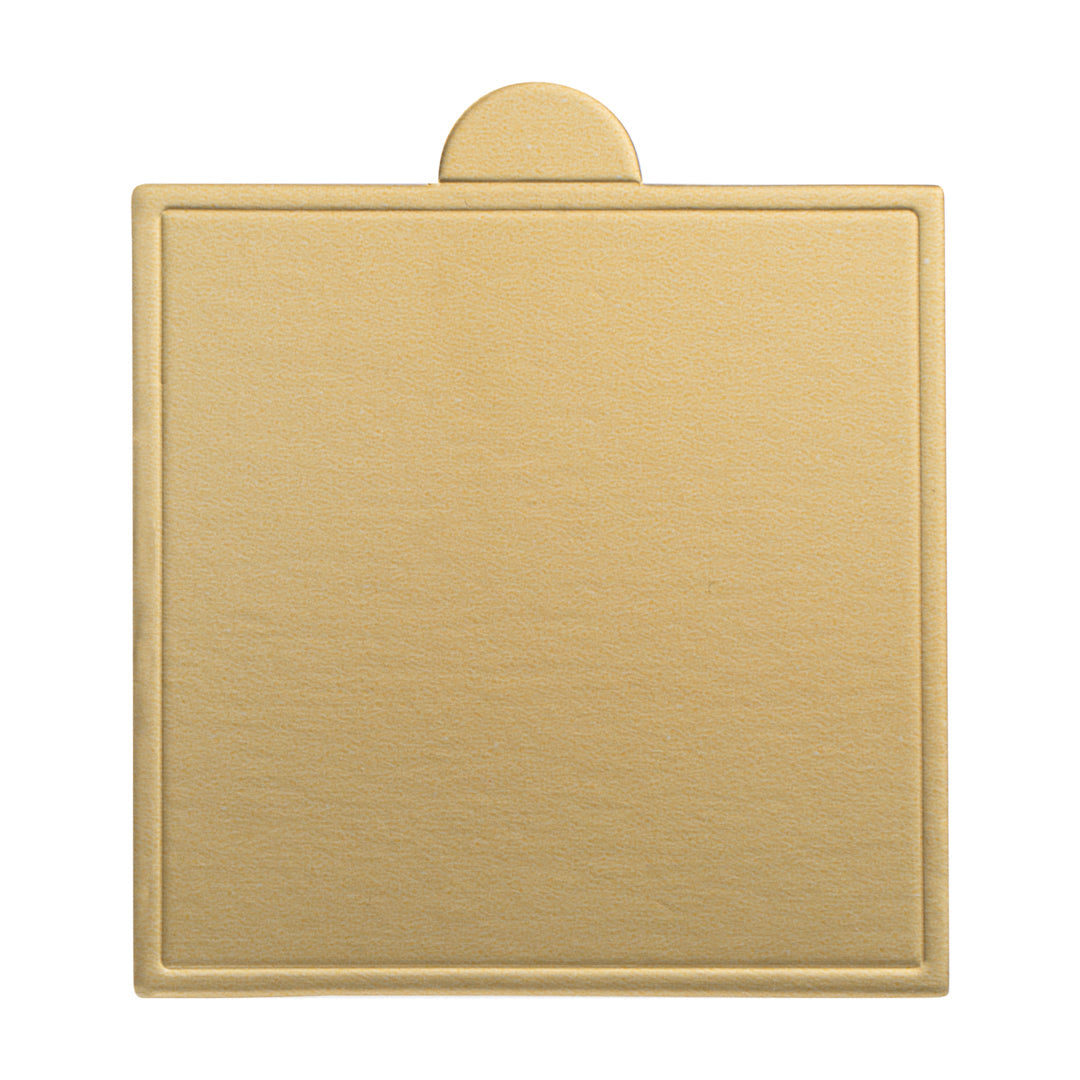 Pastry Tek Square Gold Paper SturdyServe Base - 2 3/4" x 2 3/4" - 200 count box