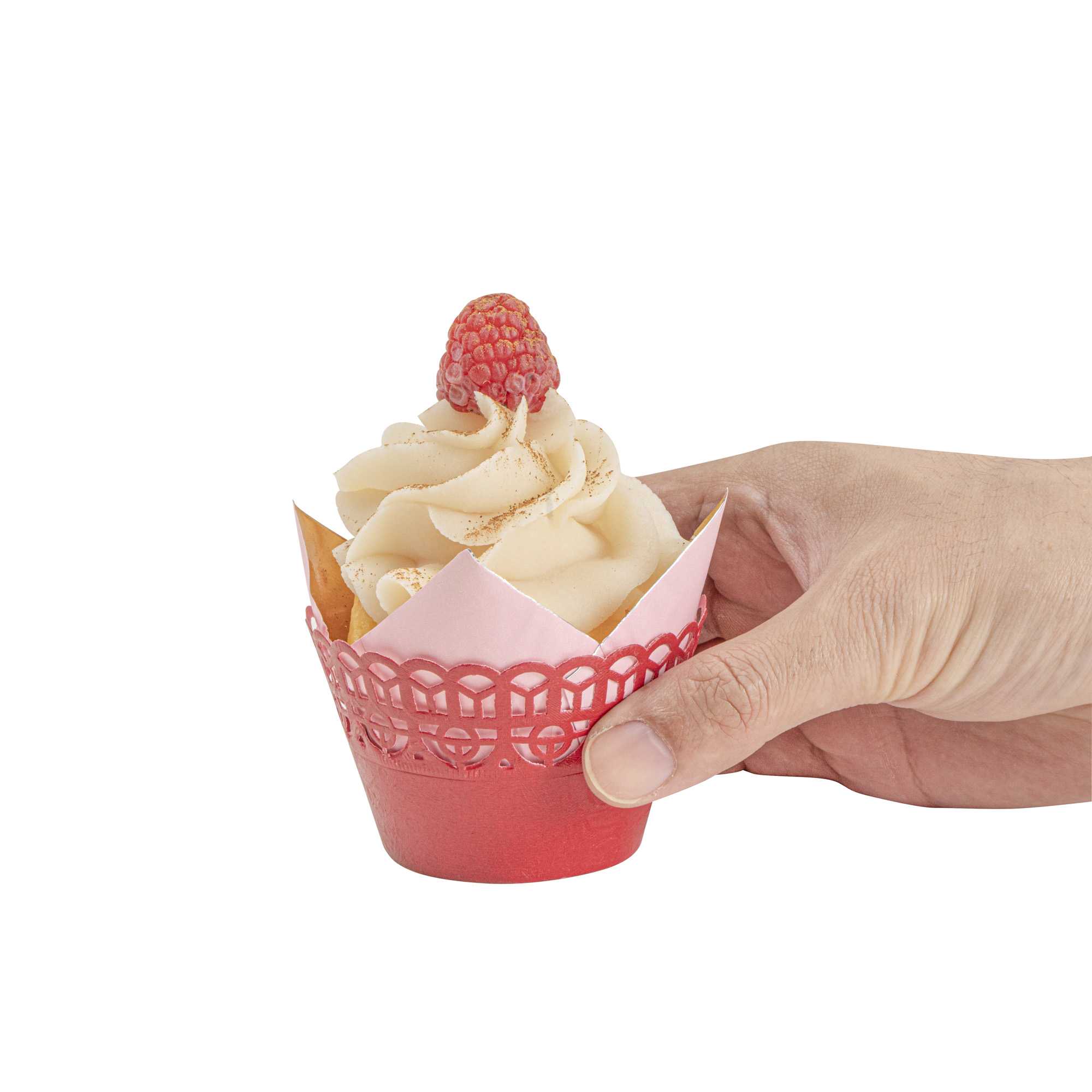 Bellissimo Round Cherry Red Paper Cupcake Wrap - 2 1/4" x 2 1/4" x 2" - 200 count box