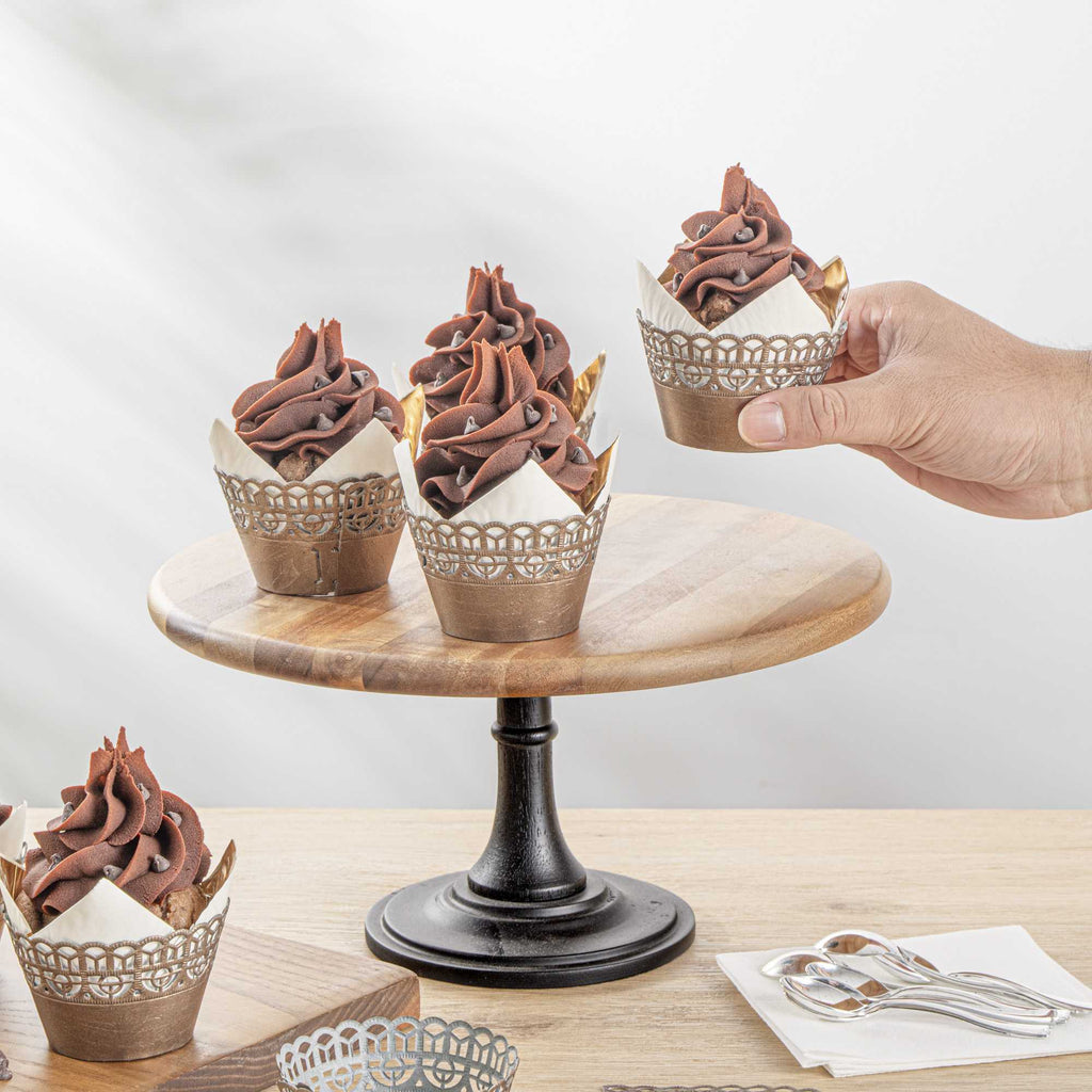 Bellissimo Round Cocoa Brown Paper Cupcake Wrap - 2 1/4" x 2 1/4" x 2" - 200 count box