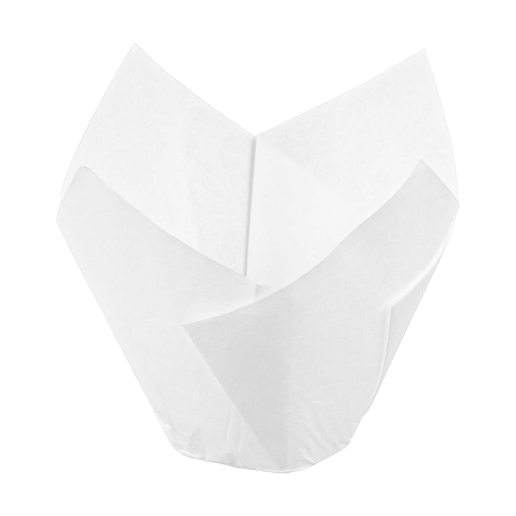 Panificio 2 oz Tulip Sugar White Paper Baking Cup - Greaseproof - 1 1/2" x 1 1/2" x 2 1/4" - 200 count box