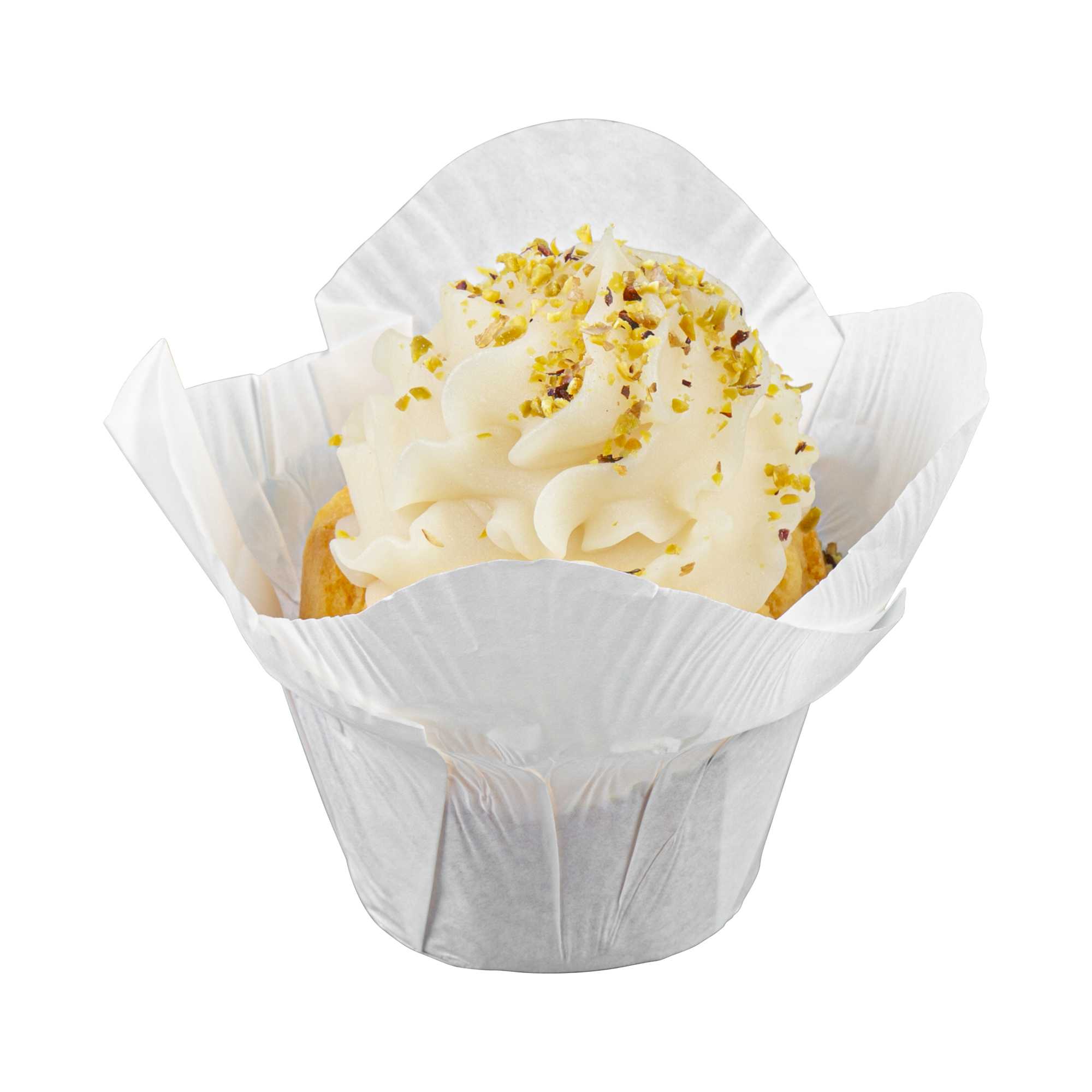 Panificio 6 oz Daffodil White Paper Baking Cup - Greaseproof - 3 1/4" x 3 1/4" x 3" - 200 count box