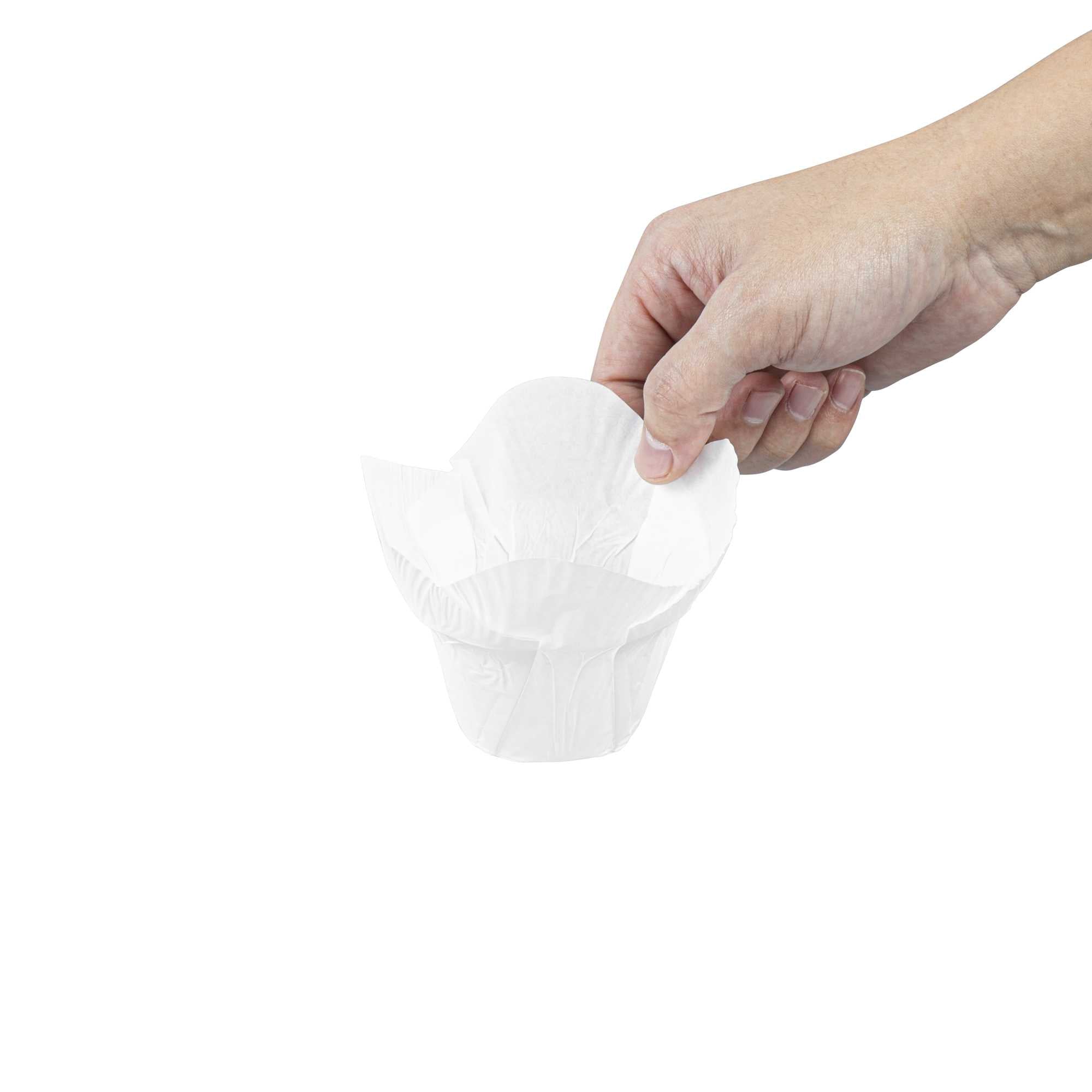 Panificio 6 oz Daffodil White Paper Baking Cup - Greaseproof - 3 1/4" x 3 1/4" x 3" - 200 count box