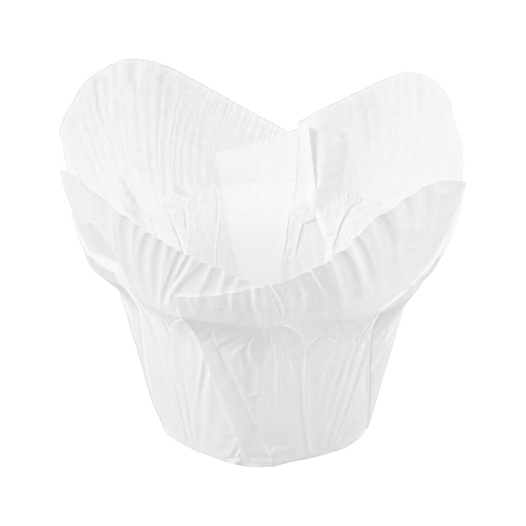 Panificio 6 oz Daffodil White Paper Baking Cup - Greaseproof - 3 1/4" x 3 1/4" x 3" - 200 count box