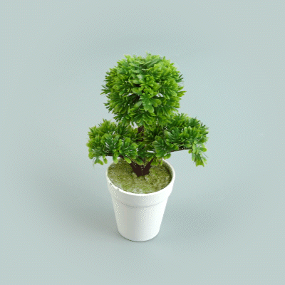 Fiore Green Plastic Petite Green Tree in Plastic Pot - 7" x 4" x 11" - 1 count box