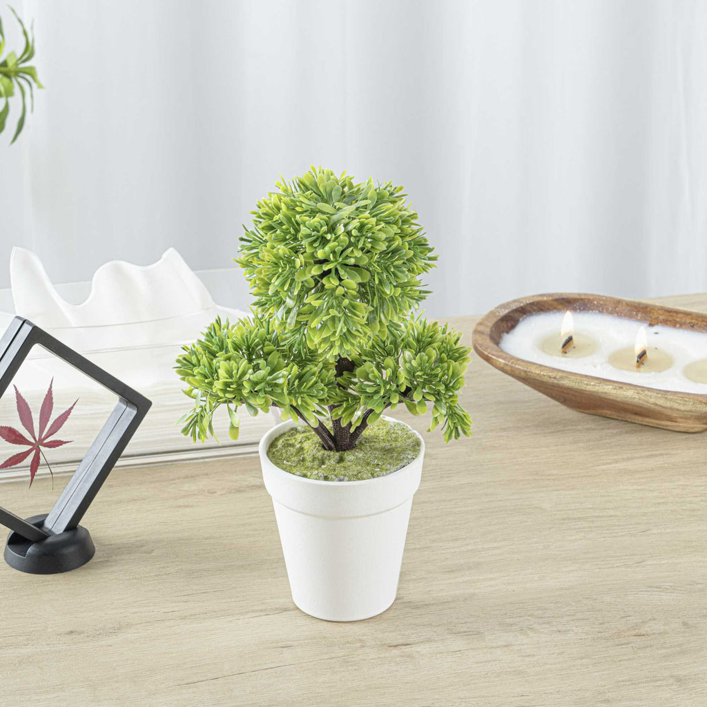 Fiore Round Green Plastic Petite Green Tree in Plastic Pot - 7" x 4" x 11" - 12 count box