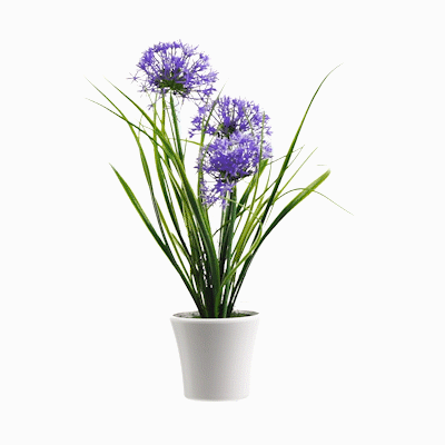Fiore Round Violet Plastic Violet Allium in Plastic Pot - 4" x 4" x 14" - 12 count box