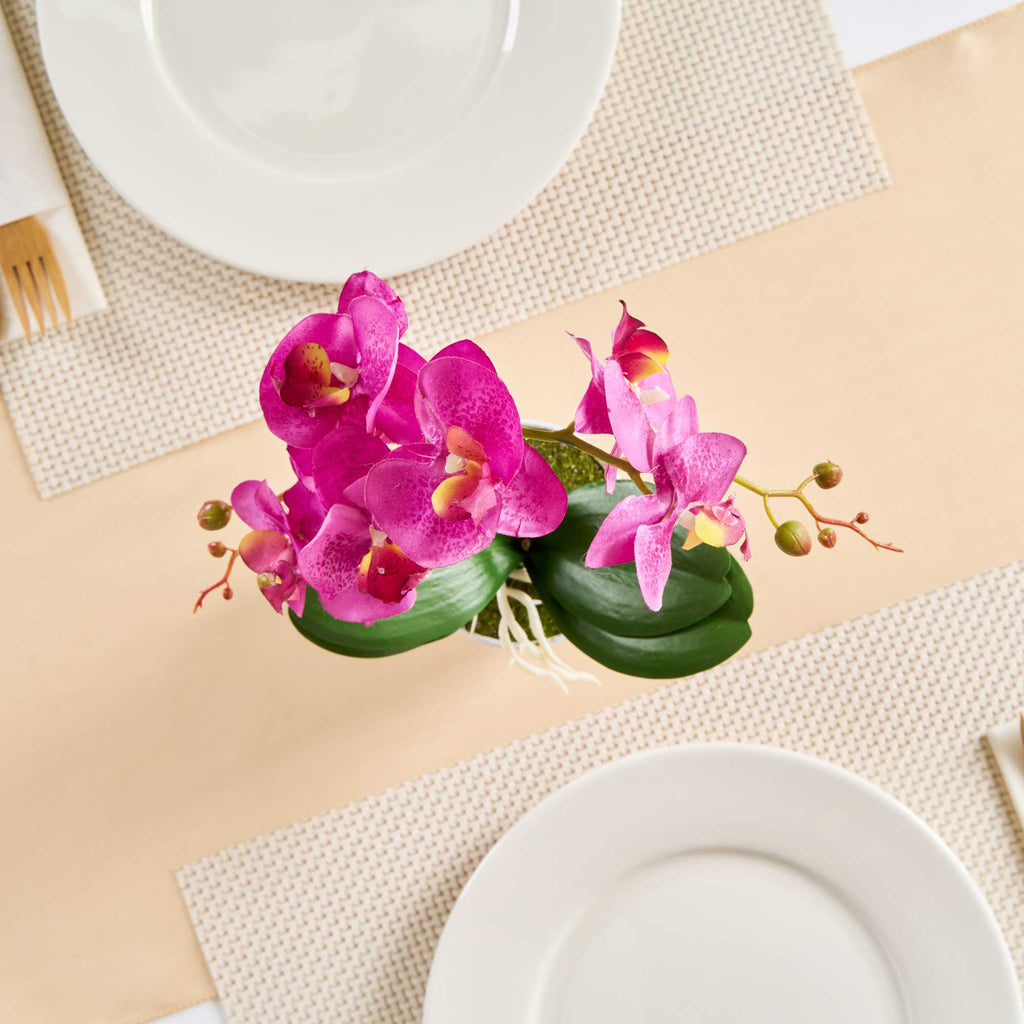 Fiore Magenta Plastic Moth Orchid in Plastic Pot - 8 Blooms - 4" x 4" x 15" - 1 count box