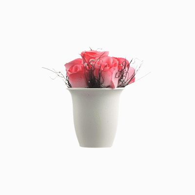 Fiore Pink Plastic Roses in Plastic Pot - 6 Blooms - 4" x 4" x 6" - 1 count box