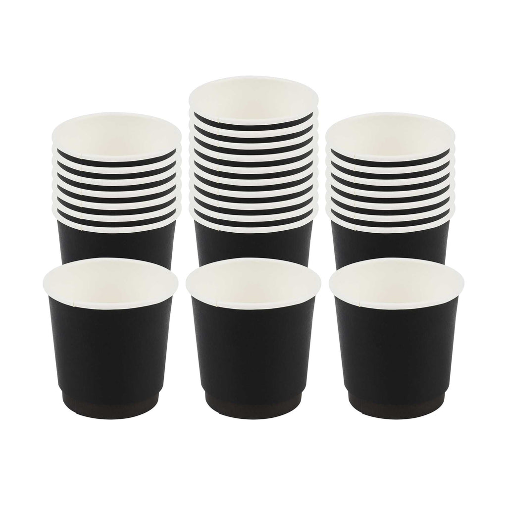 Restpresso 4 oz Black Paper Coffee Cup - Double Wall - 2 1/2" x 2 1/2" x 2 1/4" - 25 count box