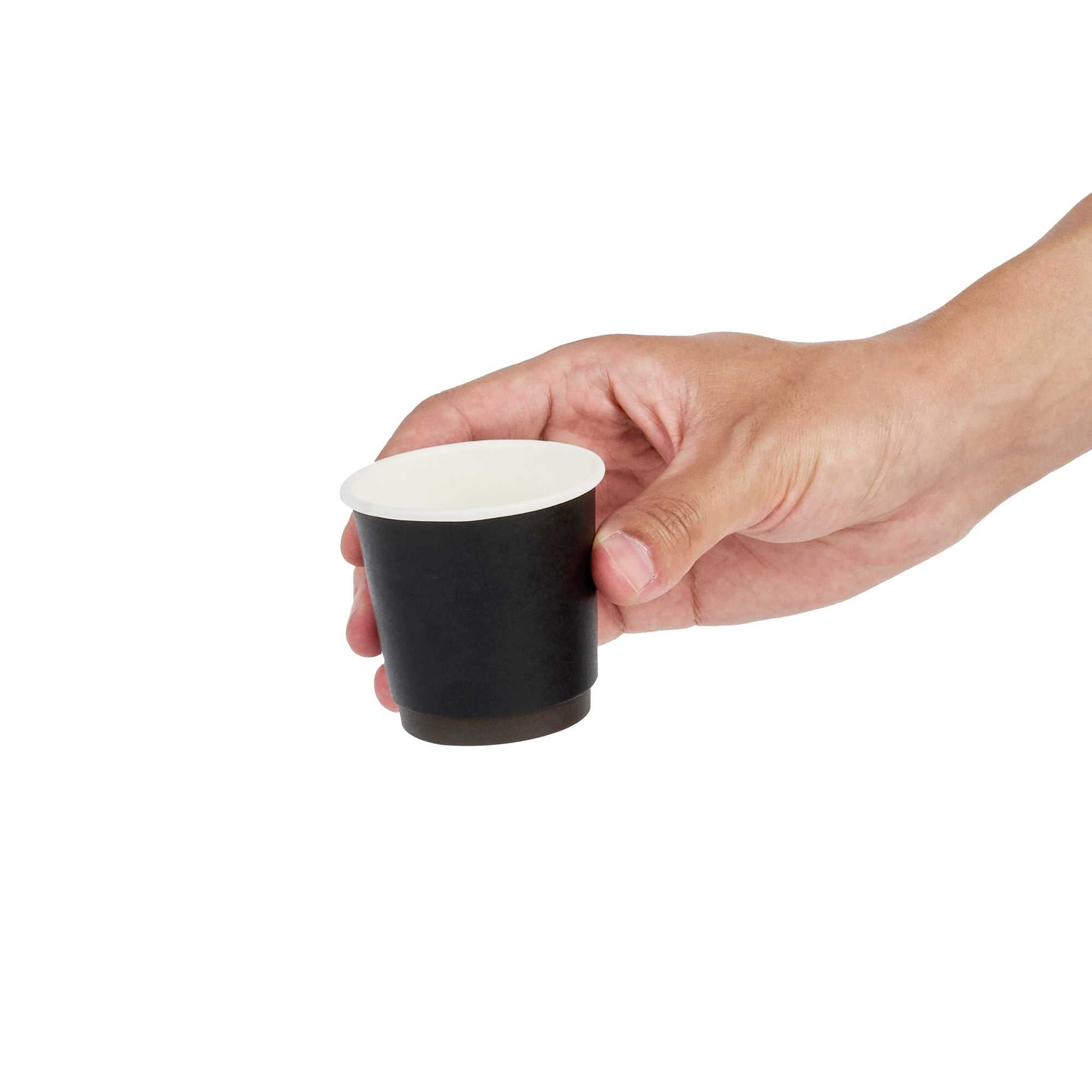 Restpresso 4 oz Black Paper Coffee Cup - Double Wall - 2 1/2" x 2 1/2" x 2 1/4" - 25 count box