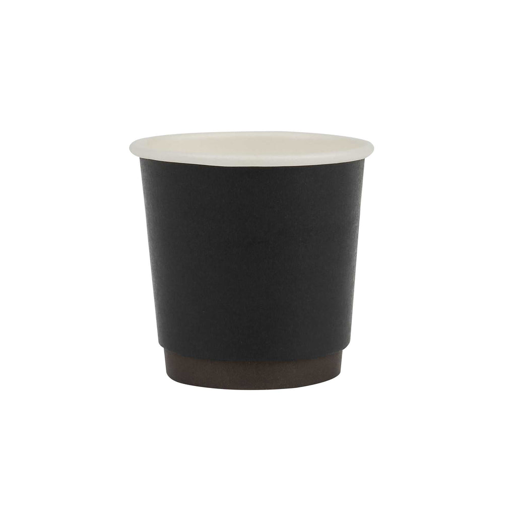 Restpresso 4 oz Black Paper Coffee Cup - Double Wall - 2 1/2" x 2 1/2" x 2 1/4" - 25 count box