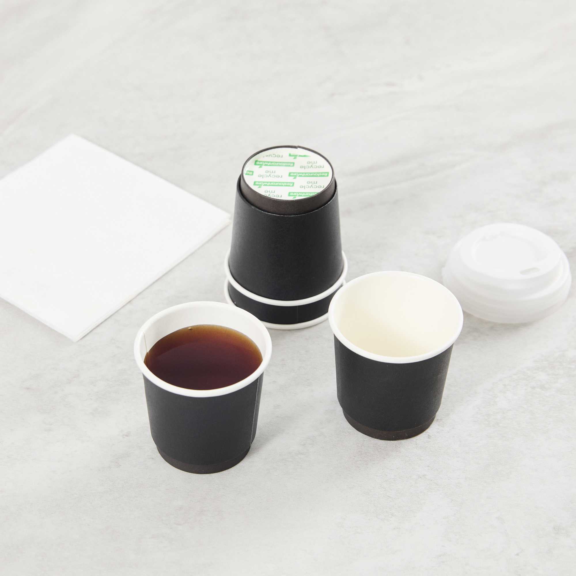 Restpresso 4 oz Black Paper Coffee Cup - Double Wall - 2 1/2" x 2 1/2" x 2 1/4" - 25 count box