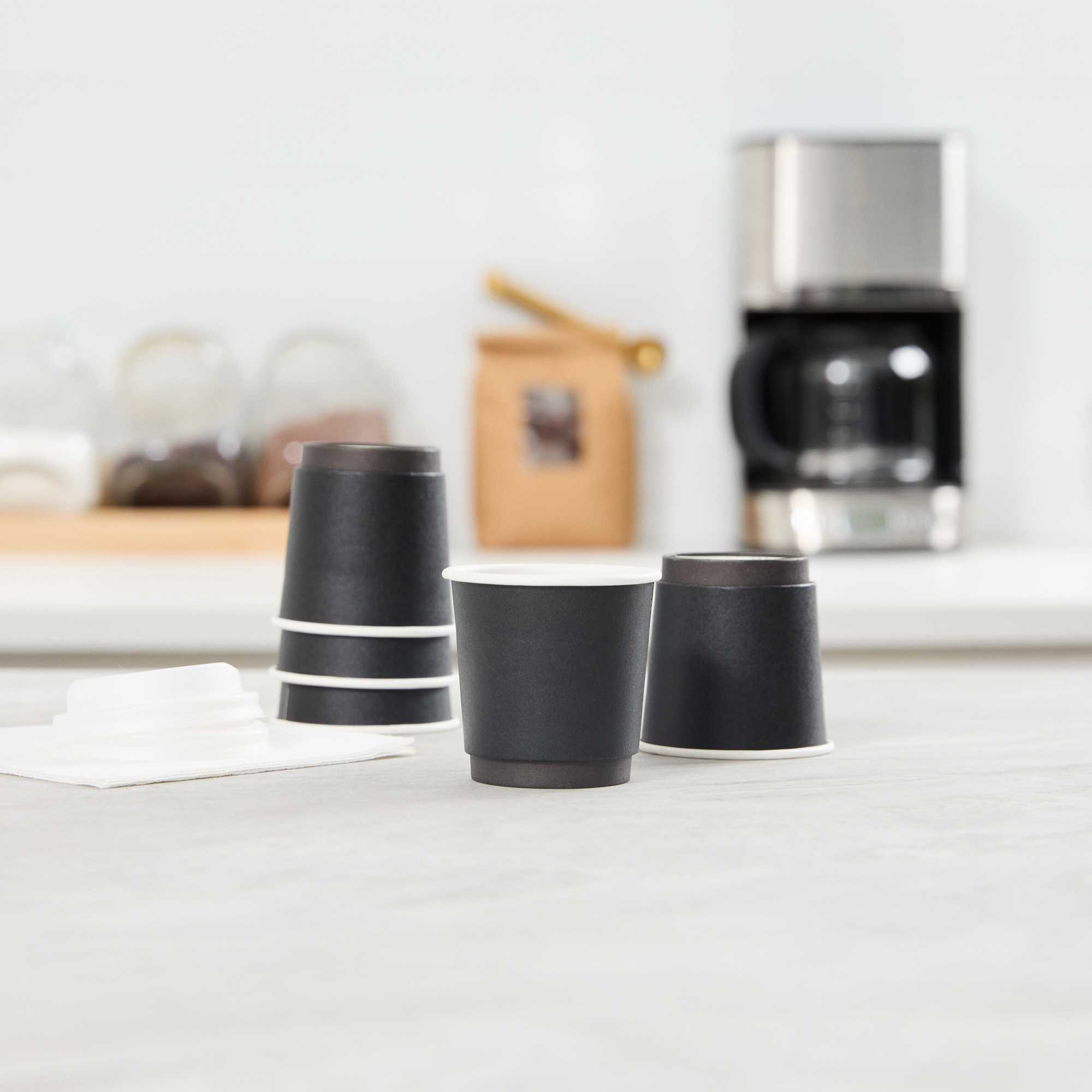 Restpresso 4 oz Black Paper Coffee Cup - Double Wall - 2 1/2" x 2 1/2" x 2 1/4" - 500 count box