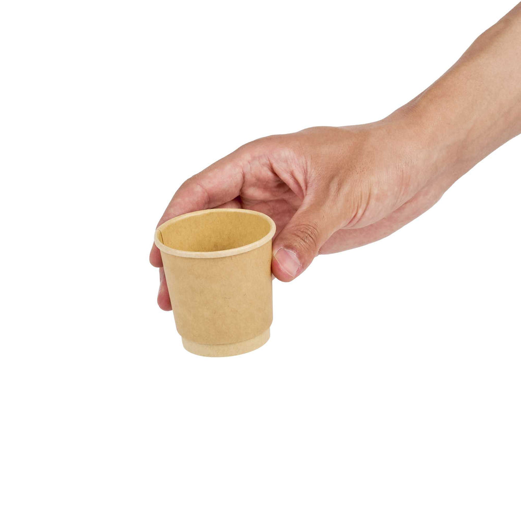 Restpresso 4 oz Kraft Paper Coffee Cup - Double Wall - 2 1/2" x 2 1/2" x 2 1/4" - 25 count box