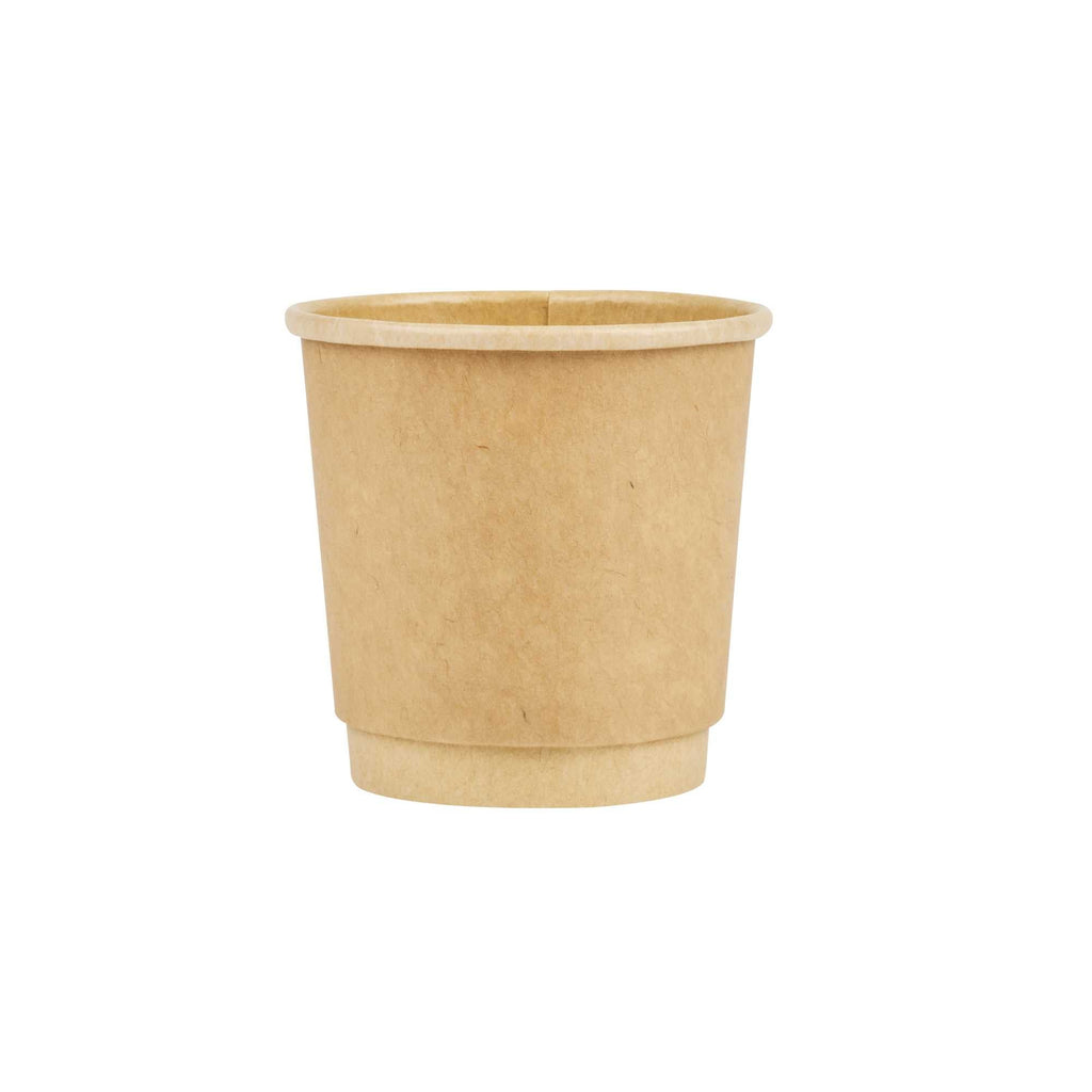 Restpresso 4 oz Kraft Paper Coffee Cup - Double Wall - 2 1/2" x 2 1/2" x 2 1/4" - 25 count box