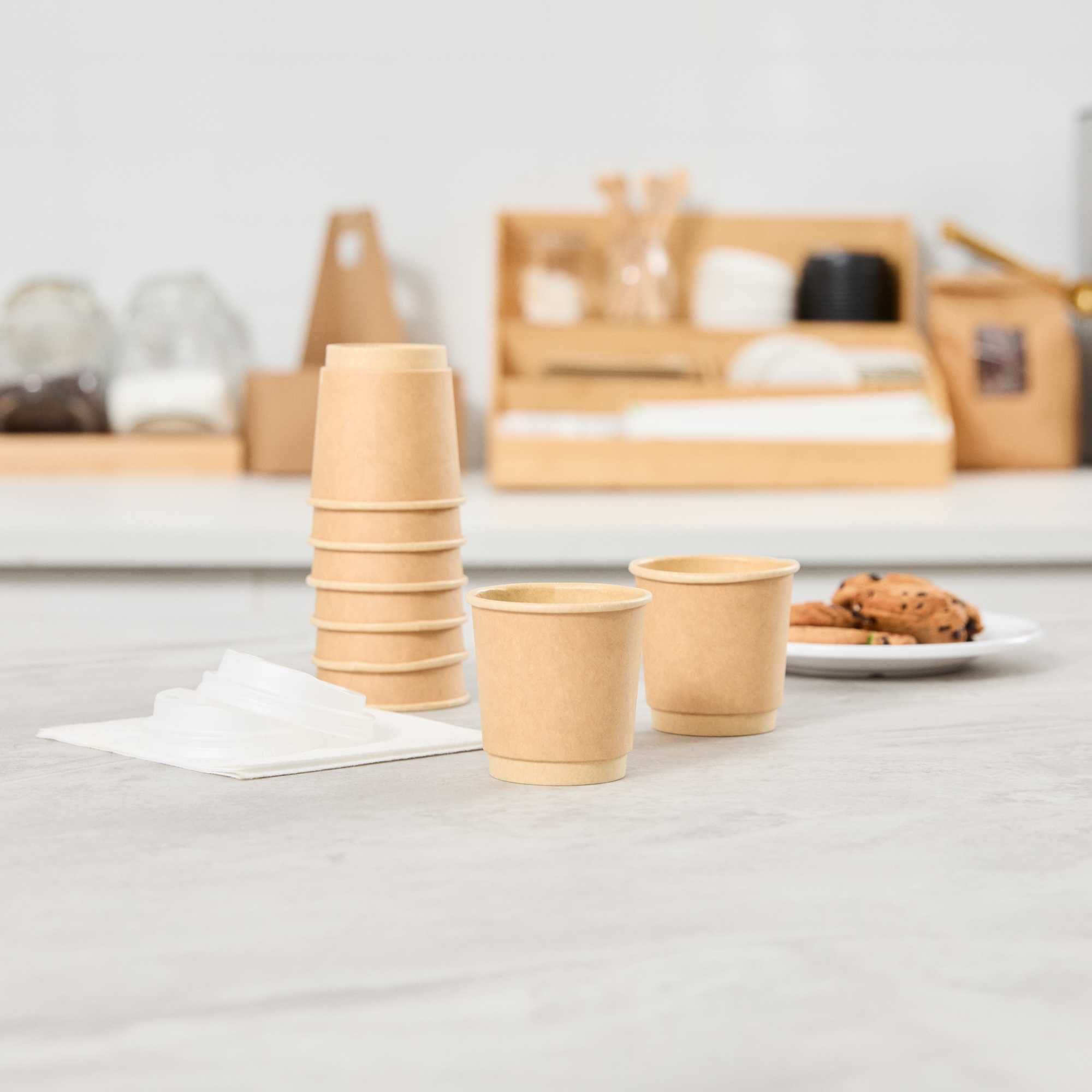 Restpresso 4 oz Kraft Paper Coffee Cup - Double Wall - 2 1/2" x 2 1/2" x 2 1/4" - 25 count box