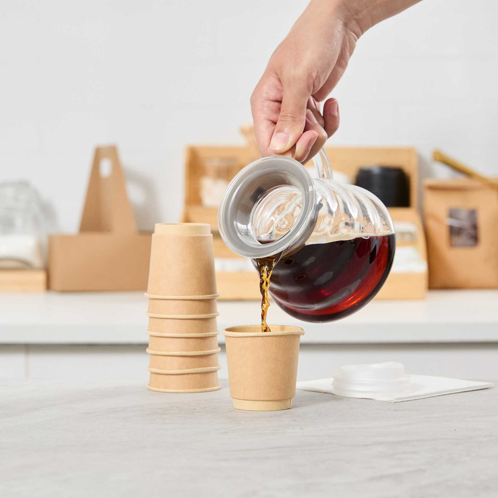Restpresso 4 oz Kraft Paper Coffee Cup - Double Wall - 2 1/2" x 2 1/2" x 2 1/4" - 25 count box