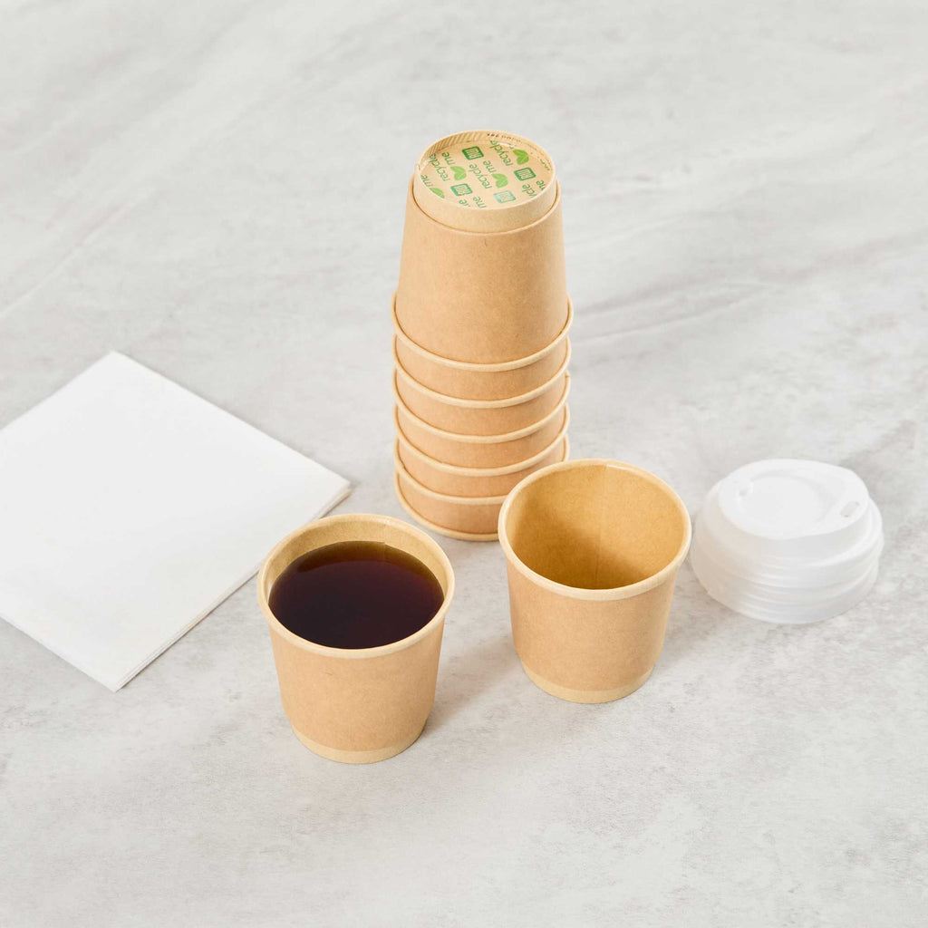 Restpresso 4 oz Kraft Paper Coffee Cup - Double Wall - 2 1/2" x 2 1/2" x 2 1/4" - 25 count box