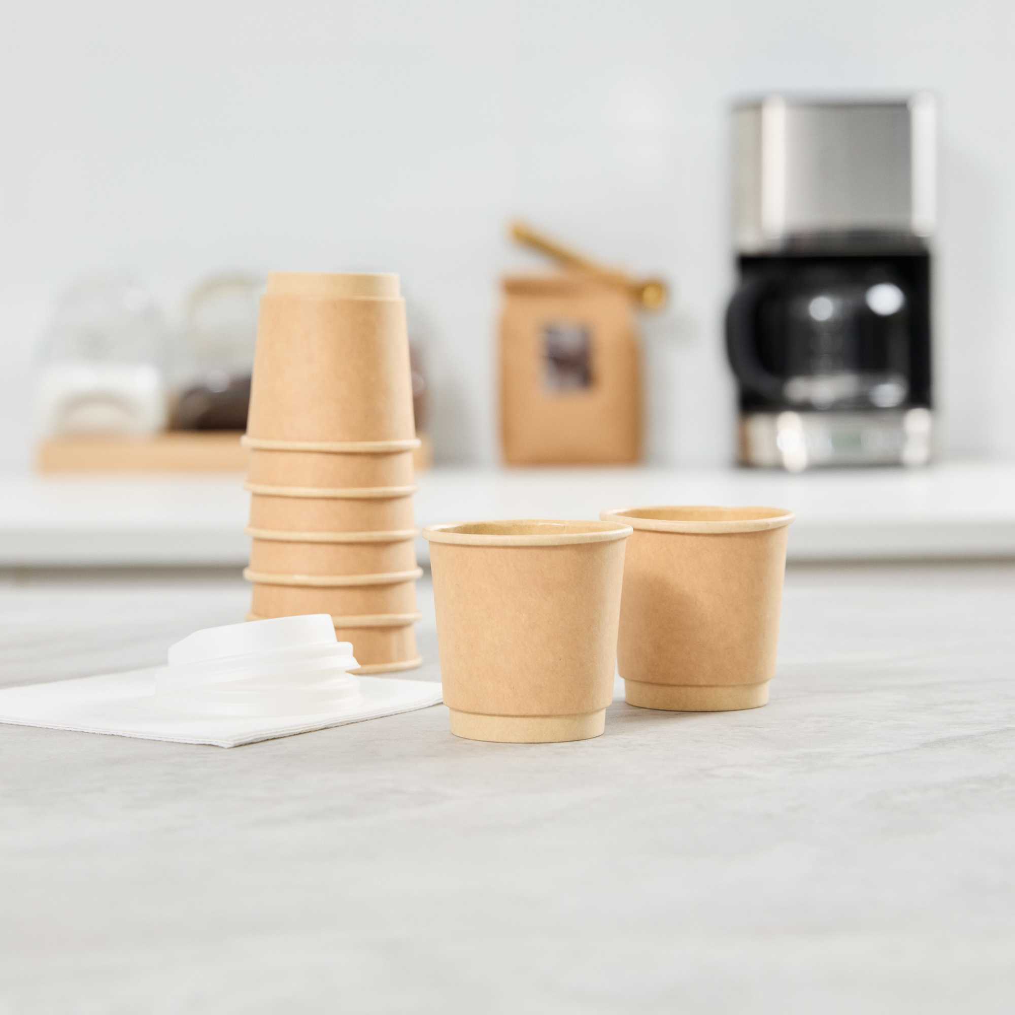 Restpresso 4 oz Kraft Paper Coffee Cup - Double Wall - 2 1/2" x 2 1/2" x 2 1/4" - 500 count box