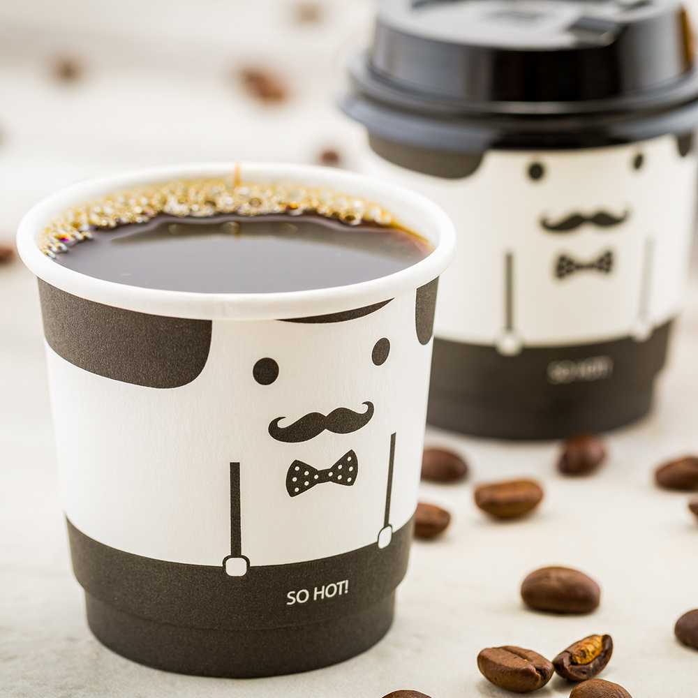 Restpresso 4 oz Monsieur Paper Coffee Cup - Double Wall - 2 1/2" x 2 1/2" x 2 1/4" - 25 count box