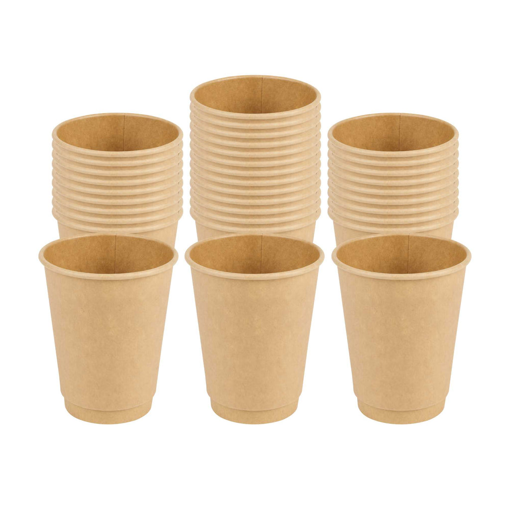 Restpresso 12 oz Kraft Paper Coffee Cup - Double Wall - 3 1/2" x 3 1/2" x 4 1/4" - 25 count box