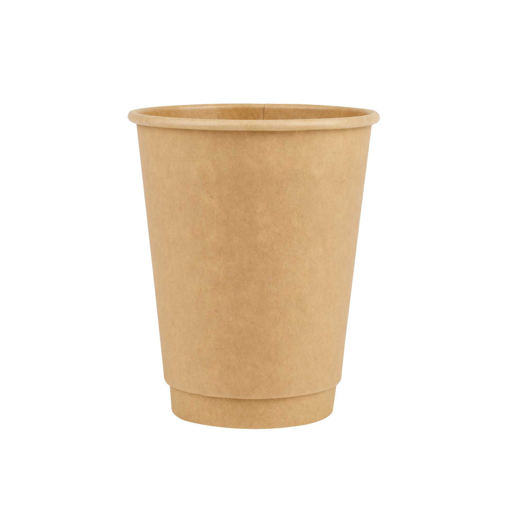 Restpresso 12 oz Kraft Paper Coffee Cup - Double Wall - 3 1/2" x 3 1/2" x 4 1/4" - 25 count box